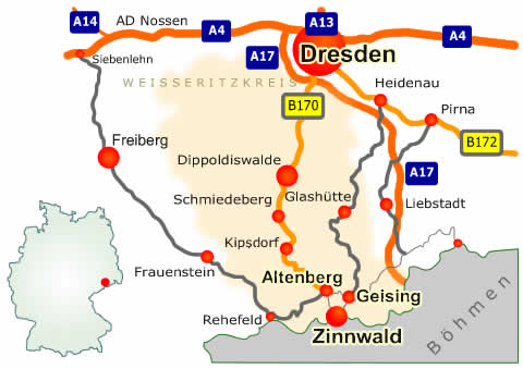 Lage und Anreise Zinnwald